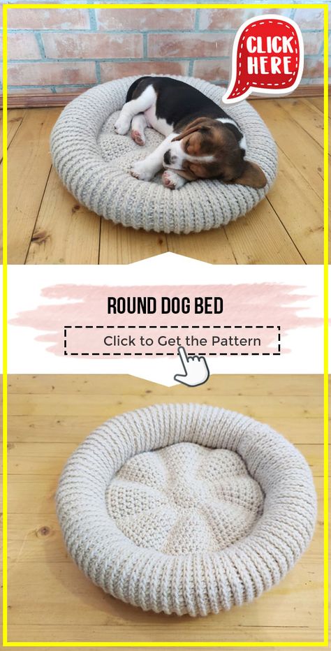 crochet Round Dog Bed easy pattern - Easy Crochet Dog Bed Pattern for Beginners. Click to Try the Pattern #DogBed #crochetpattern #crochet via @shareapattern.com Crochet Dog Bed Pattern Free, Crochet Dog Bed Large, Pet Bed Crochet Pattern, Crocheted Dog Bed, Crochet For Puppies, Pet Bed Crochet Free Pattern, Pet Bed Crochet, Dog Bed Crochet Pattern Free, Free Crochet Dog Bed Patterns