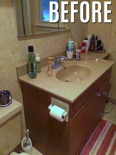 This makeover idea is amazing! #howto #diy #diys #craft #crafts #crafting #howto #ad #handmade #homedecor #decor #makeover #makeovers #redo #repurpose #reuse #recycle #recycling #upcycle #upcycling #unique #bath #bathroom #bathroomremodel Peeling Wallpaper, Old Sink, Luxury Vinyl Tile Flooring, Old Bathroom, Master Bath Remodel, Inspire Me Home Decor, Cute Diy, Bad Design, Phase 2