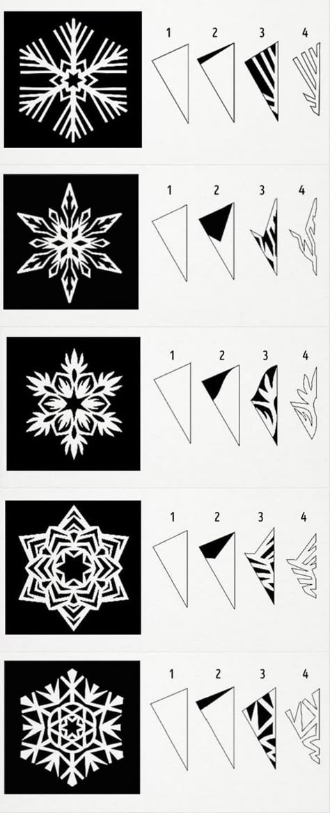 Origami Drawing, Make Paper Snowflakes, Paper Snowflake Template, Paper Snowflake Patterns, Drawing Crafts, Paper Snowflakes Diy, Winter Diy Crafts, Kraf Kertas, Snowflake Template