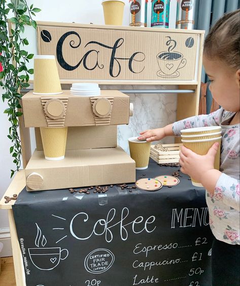 Ikea Duktig upcycle kids Café kids role play cafe for kids Cafe Role Play Area, Cafe Role Play, Ikea Duktig Kitchen, Instagram Cafe, Ikea Duktig, Outdoor Learning Spaces, Role Play Areas, Play Corner, Fair Trade Coffee