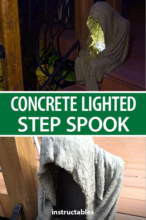 Diy Ghosts Outdoor, Front Yard Halloween Decorations, Ghost Ghoul, Paint Stir Sticks, Concrete Light, Halloween Ghost Decorations, Ghost Diy, Dimensional Art, Ghost Decoration