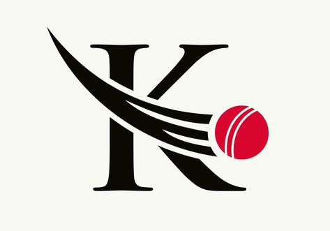 Letter K Cricket Logo Concept With Moving Cricket Ball Icon. Cricket Sports Logotype Symbol Vector Template Cricket Symbol, Cricket Logo, Cricket Ball, The Letter K, Cricket (sports), Cricket Balls, Letter K, Vector Template, Logo Banners