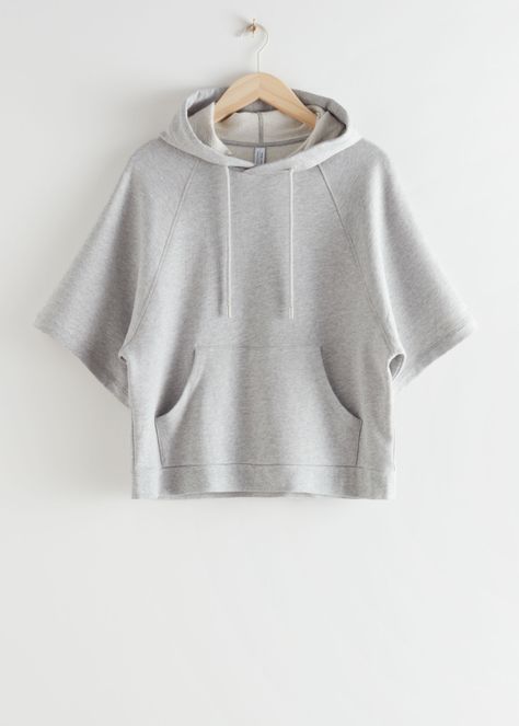 Hooded Raglan Sleeve Top - Grey Melange - Sweatshirts & Hoodies - & Other Stories Short Sleeve Hoodie Outfit, Pirate Fashion, Raglan Sleeve Top, Sports Wear Women, Raglan Hoodie, Wardrobe Planning, Hoodie Women, Short Sleeve Hoodie, Fashion Story