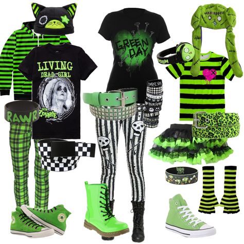 Neon Emo Outfits, Scene Clothing Style, Scene Emo Clothes, Early 2000s Scene Fashion, Scene Kid Outfits 2000s, Green Scene Outfit, Scenemo Clothes, Scene Tutu, Scene Clothes 2000s