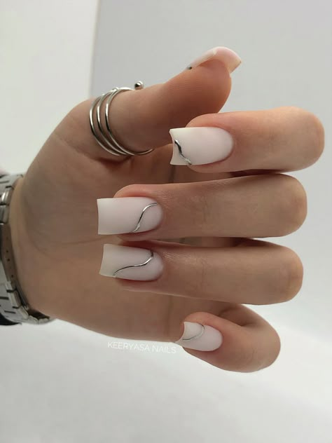 Milky Nails, Chrome Nails Designs, Wow Nails, Work Nails, Blush Nails, Black Nail, Neutral Nails, Silver Nails, Classy Nails