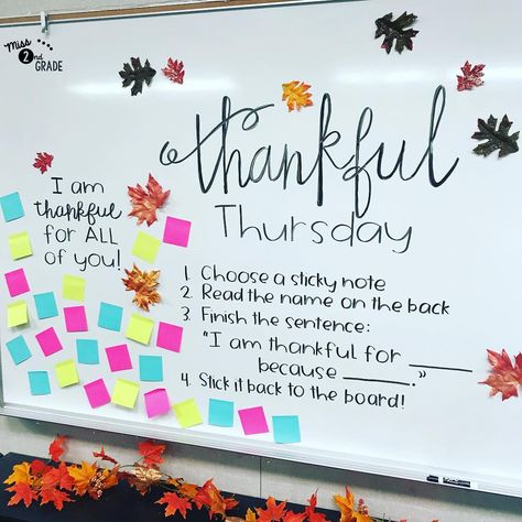 November Preschool Themes, Whiteboard Prompts, Thanksgiving Teacher Gifts, Thankful Activities, Whiteboard Ideas, Thanksgiving Readings, Whiteboard Messages, Student Posters, Thanksgiving School