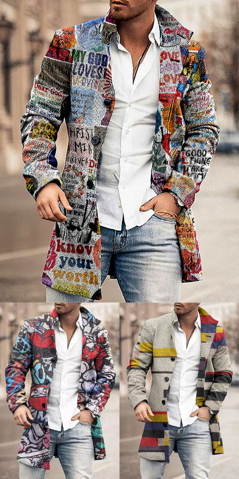 🥳NEW ARRIVALS✨Men's Mid-Length Shirt Jacket Long Sleeve Coat Winter Tie Button Thickened Jacket 🛒😍 Native Clothes, Streetwear Business, Mens Dress Vests, Superhero Prints, Declaration Of Love, Know Your Worth, Wedding Apparel, Long Sleeve Coat, 3d Shirt