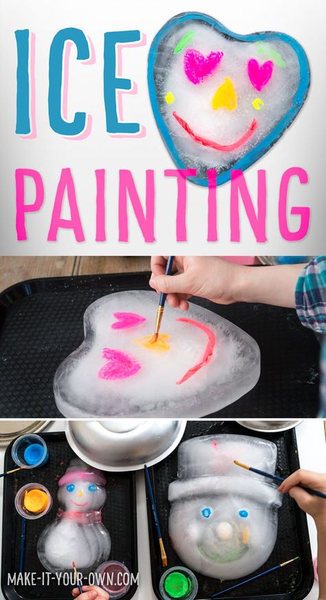 Winter Kids Crafts, Ice Shapes, Ice Painting, Summer Outside, Snow Activities, Winter Activities For Kids, Cake Molds, Snow Fun, Painting Activities