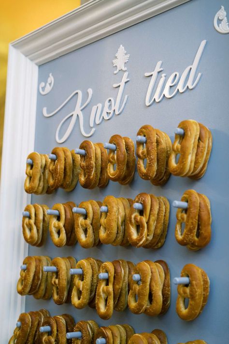 These set ups will make you re-think how you display your cocktail hour and reception snacks. #Wedding #FoodWalls #DonutWalls #DessertWalls #Reception #WeddingReception #WeddingFood #WeddingInspiration | Martha Stewart Weddings - 20 Wedding Food Walls That Will (Literally) Elevate Your Big-Day Cuisine Creative Wedding Food, Wedding Cocktail Hour Food, Wedding Pretzels, Cocktail Hour Food, Wedding Food Ideas, Wedding Buffet Food, Buffet Wedding, Wedding Food Stations, Wedding Snacks