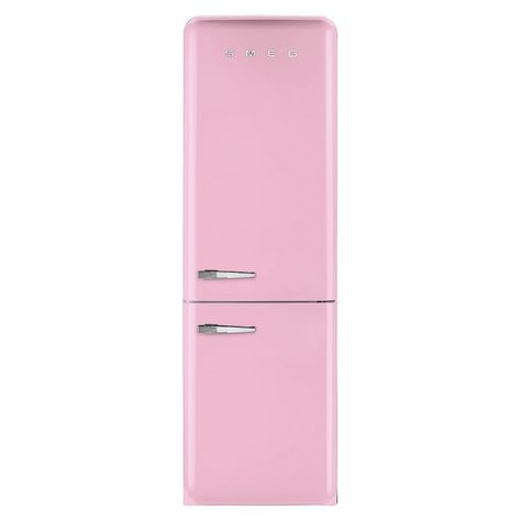 Smeg Fab 32 Two-Door Refrigerator | Williams Sonoma Pink Smeg Fridge, Pink Smeg, White House Kitchen, Wine And Beer Fridge, Smeg Kettle, Pink Refrigerator, Smeg Refrigerator, Two Door Refrigerator, Pink Fridge