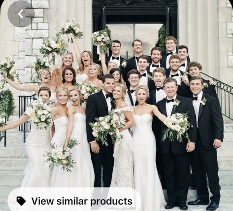 Walking Bridal Party Photos, Big Wedding Party Pictures, Large Bridal Party Photos, Big Bridal Party Photos, Large Bridal Party Pictures, White Wedding Bridal Party, All White Wedding Party, Large Wedding Party Photos, All White Bridal Party