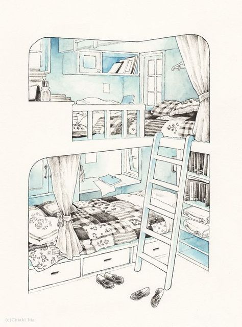 Bedroom Drawing, Isometric Art, Anime Room, Fashion Capsule, Sims House, Environment Concept Art, Bunk Bed, A Drawing, Anime Scenery