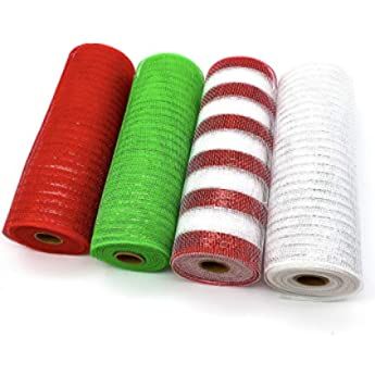 RUSPEPA Deco Poly Mesh Ribbon - 15cm x 9.14m Each Roll - Metallic Foil Red/Pink/Fuschia/White Set for Wreaths, Swags and Decorating - 4 Pack: Amazon.co.uk: Kitchen & Home Bows Wreaths, Deco Mesh Garland, Making Bows, Easy Diy Wreaths, Gift Wrap Ribbon, Deco Mesh Ribbon, Ribbon On Christmas Tree, Christmas Projects Diy, Halloween Diy Crafts