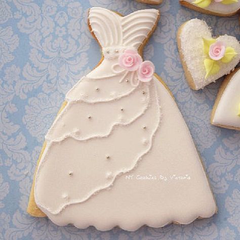 Bride Cookies, Dress Cookies, Wedding Dress Cookies, Wedding Shower Cookies, Sugar Dress, Anniversary Cookies, Butter Sugar Cookies, Bridal Cookies, Wedding Cake Cookies