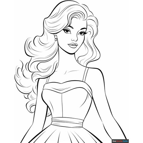 Free Ballroom Barbie Coloring Page for Kids Easy Drawing Guides, Free Printable Coloring Sheets, Drawing Guides, Barbie Coloring, Barbie Coloring Pages, Kids Print, Printable Coloring Sheets, Drawing Tutorial Easy, Coloring Tutorial