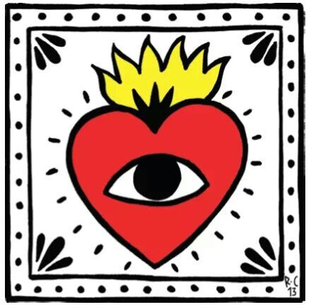 Heart With Eyes, Pola Sulam, Arte Inspo, Art Pop, Mexican Art, Heart Art, Sacred Heart, Art Inspo, Folk Art