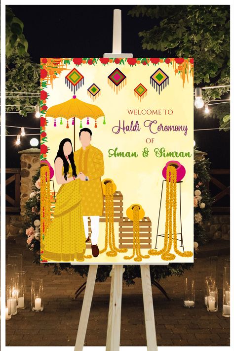 This Beautiful and Royal Indian Haldi Welcome Sign template is perfect for Hindu Haldi Welcome Sign as Haldi Welcome sign for your Haldi di Raat, that is a editable and printable template download for Haldi signage template!

•••••••••••••••••••••••••••••••••••••••••••••••••••
DIGITAL INVITE - NOTHING PHYSICAL WILL BE SHIPPED Haldi Ceremony Standee, Haldi Sunboard Design, Haldi Standee Design, Haldi Welcome Board Template, Haldi Banner Design, Haldi Ceremony Board, Haldi Standee, Haldi Ceremony Welcome Board, Haldi Banner