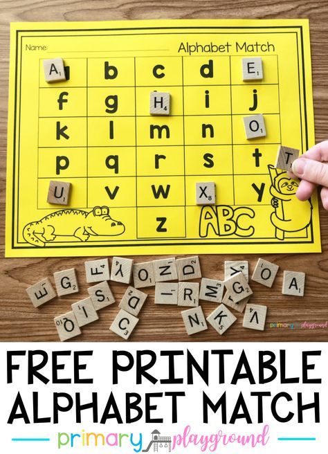 Free Printable Alphabet Match #kindergarten #preschool #alphabet Alphabet Centers Kindergarten, Writing Preschool, Primary Playground, Prek Activities, Abc Centers, Free Printable Alphabet, Alphabet Centers, Letter Recognition Activities, Letter Names