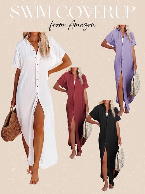 Swim coverup, swimsuit coverup idea, beach outfit ideas, vacation outfit ideas, summer outfit ideas, long swimsuit coverup, dress swimsuit coverup Long Swimsuit Coverups, Swimsuit Coverup Ideas, Long Kimono Cardigan, Perfect Swimsuit, Amazon Clothes, Bathing Suit Cover Up, Bathing Suit Covers, Long Kimono, Swimsuit Dress