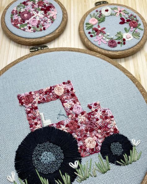 Country Embroidery Designs, Farming Outfits, Western Embroidery Designs, Tractor Embroidery, Back Stitch Embroidery, Country Embroidery, Embroidery Aesthetic, Cow Embroidery, Farm Embroidery