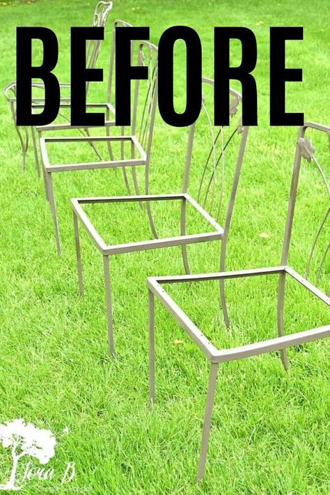 Patio Chairs Makeover, Metal Patio Chairs, Metal Outdoor Chairs, Garden Chairs Metal, Metal Frame Chair, Chair Redo, Vintage Patio, Wrought Iron Chairs, Outdoor Patio Chairs