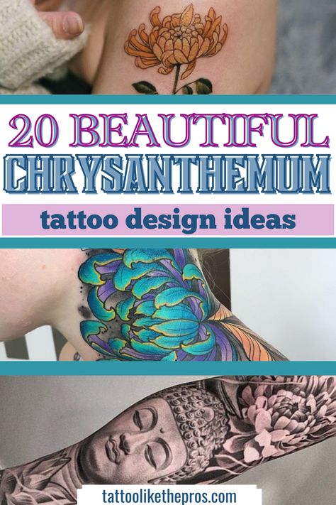 Chrysanthemum Tattoo Black And White, November Birth Flower Tattoo Chrysanthemums, November Flower Tattoo Chrysanthemums, Chrysanthemum Tattoo Design, Chrysanthemum Meaning, Chrysanthemum Flower Tattoo, Chrysanthemum Watercolor, Tattoo Designs With Meaning, Designs With Meaning