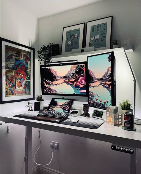 The Setup Addict Community on Instagram: “Today's @thesetupaddict 👨‍💻 use #Thesetupaddict to be featured! Rate this setup!🔥👇1-10 📷 by @developeradam . . . #chillsetup…” Imac Workspace, Imac Setup, Imac Desk, Imac Desk Setup, Home Studio Desk, Setup Inspiration, Dual Monitor Setup, Mac Setup, Gaming Desk Setup