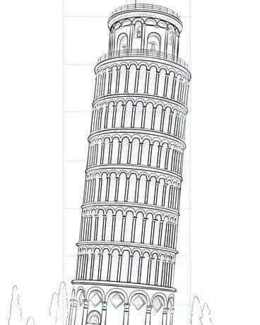 Total Information About Pisa (pizza) Tower Monument Ideas, Pisa Tower, The Leaning Tower Of Pisa, Architecture Drawing Sketchbooks, Tower Of Pisa, Building Drawing, Architecture Sketchbook, Building Illustration, Drawing Tutorials For Kids