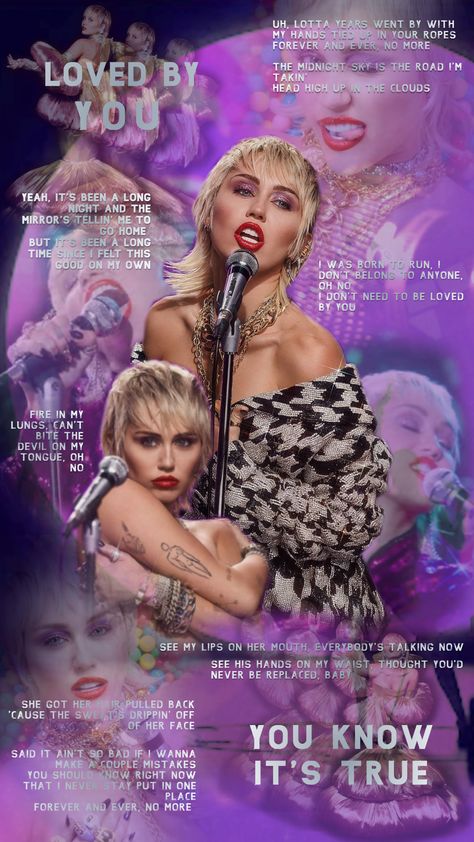 Miley Cyrus Purple Aesthetic, Miley Cyrus Lyrics Wallpaper, Miley Cyrus Wallpaper Aesthetic, Midnight Sky Miley Cyrus, Smiley Miley, Hannah Miley, Aesthetic Collage Wallpaper, Miley Cyrus Photoshoot, Tshirt Artwork