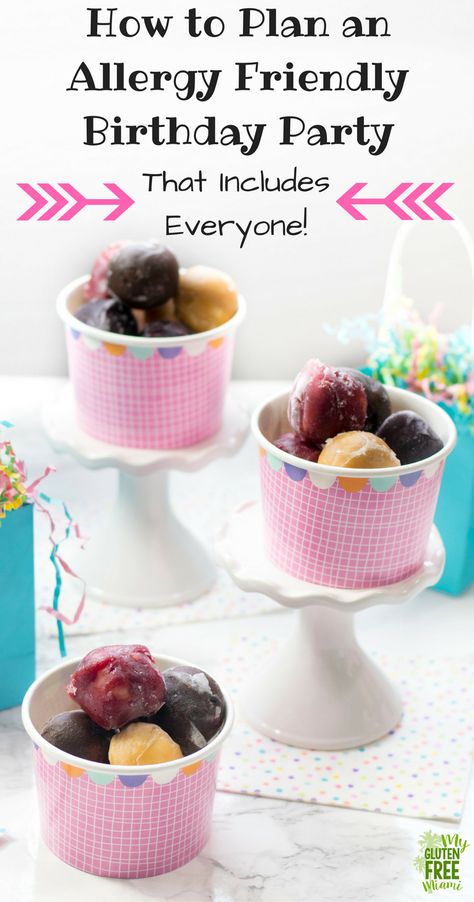 Birthday's are a fun occasion, but allergies may leave some left out. Use these tips to plan an allergy friendly birthday party where everyone is included! via @GLUTENFREEMIAMI Allergy Free Party Food, Allergy Friendly Party Food, Dairy Free Birthday Party Food, Birthday Foods, Kids Birthday Food, Mom Inspo, Birthday Recipes, Birthday Extravaganza, Kids Birthday Party Food