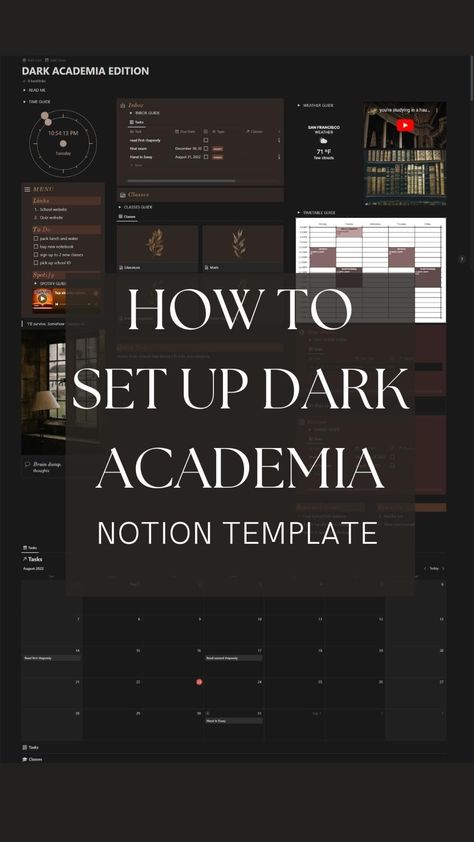 #Organisation #Dark_Academia_Study_Tips #Dark_Academia_Notion_Template #Academia_Notion_Template Dark Academia Study Tips, Dark Academia Notion Template, University Notion, Dark Academia Notion, Notion Study Planner, Academia Notion, Aesthetic Dashboard, Dark Academia Study, Pink Notion Template