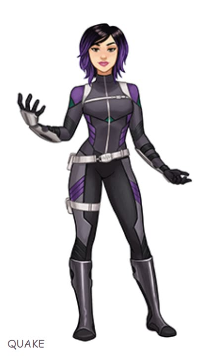 Quake from Marvel Rising Marvel Quake, Quake Marvel, Hero Suits, Marvel Mutants, Superhero Ideas, White Panther, Secret Warriors, Mara Jade, Sci Fi Clothing