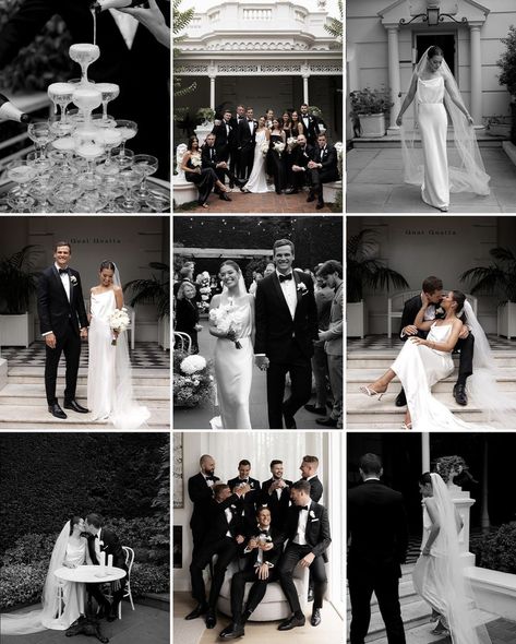 Black Bridal Party Photos, Editorial Style Wedding Photography, Wedding Photography Mood Board, Black And White Bridal Party, Moment Photography, Wedding Instagram, Wedding Portrait Poses, Wedding Picture Poses, Wedding Photography Styles