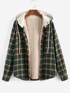 Flannel Hoodie, Fuzzy Coat, Flannel Jacket, Mini Robes, Hooded Shirt, Plaid Jacket, Jacket Buttons, Green Jacket, Womens Plaid