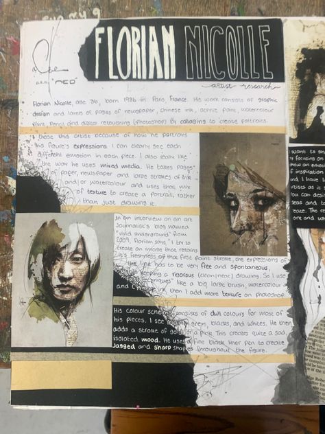 florian nicolle Nicole Florian, Florian Nicolle, Portraiture Artists Gcse Art, Florian Nicolle Artist Research Page, Gcse Art Artist Research Page Grade 9, Gcse Art Sketchbook Layout Grade 9 Artist Research, Gcse Art Final Piece Planning Page, Florian Nicolle Portraits, Artist Research Page