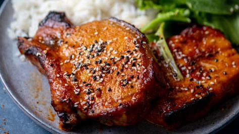 Korean Pork Chops, Recipes Korean, Brown Sugar Pork Chops, Korean Pork, Baked Pork Chops Oven, Leftover Pork, Juicy Pork Chops, Tray Bake, Cooking Recipes Healthy