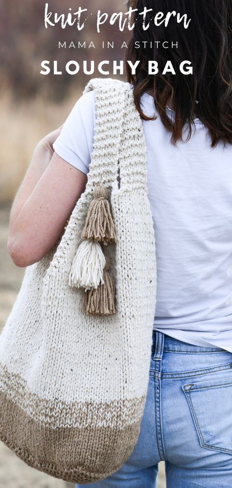 Knitting Patterns For Bags Free, Knit Purses And Bags Free Pattern, Crossbody Bag Knitting Pattern, Free Bag Knitting Patterns, Knitted Handbags Free Patterns, Easy Knit Bag, Spring Knitting Patterns Free, Knit Tote Bag Pattern Free, Knit Bag Pattern Free