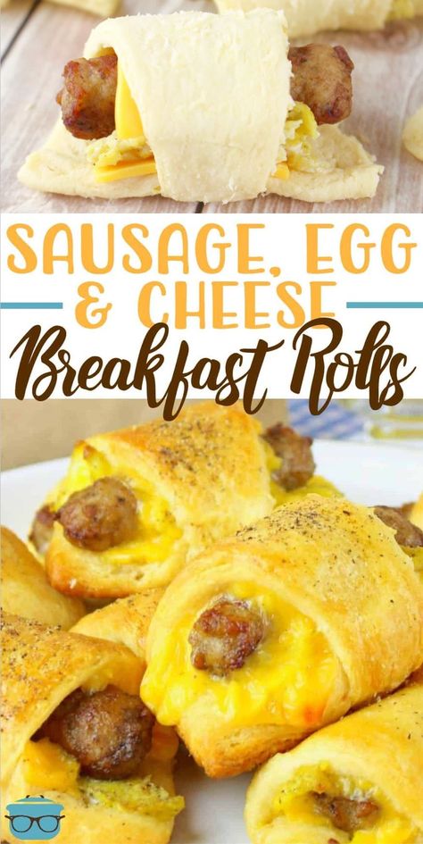 Handheld Breakfast, Breakfast Finger Foods, Crescent Breakfast, Breakfast Sausage Links, Crescent Recipes, Frozen Breakfast, Breakfast Rolls, Cheese Breakfast, Sundae Bar