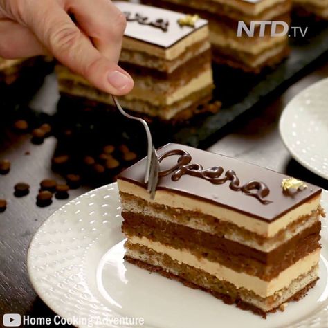 Taste Life - This Opera Cake is Perfect Combination with... Opera Cake Recipe, Opera Cake, Chocolate And Coffee, Flavor Combinations, French Dessert, French Desserts, French Pastries, Pastry Recipes, How Sweet Eats