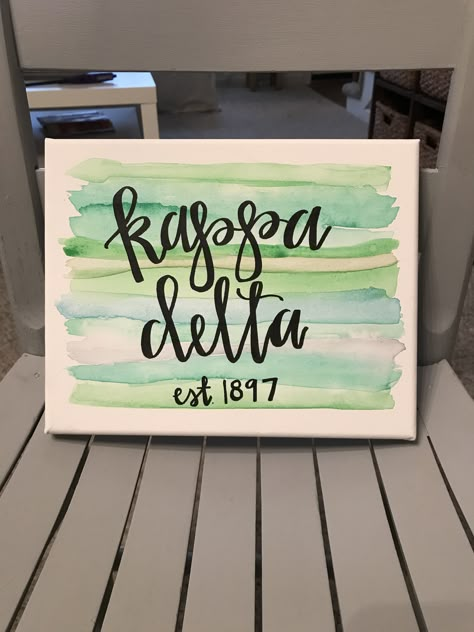 Kappa Delta Letters, Delta Gamma Paintings Canvases, Kappa Delta Art, Kd Painting, Kappa Delta Canvas Painting, Kappa Delta Paintings, Kappa Delta Canvas, Kappa Delta Crafts, Pi Beta Phi Crafts