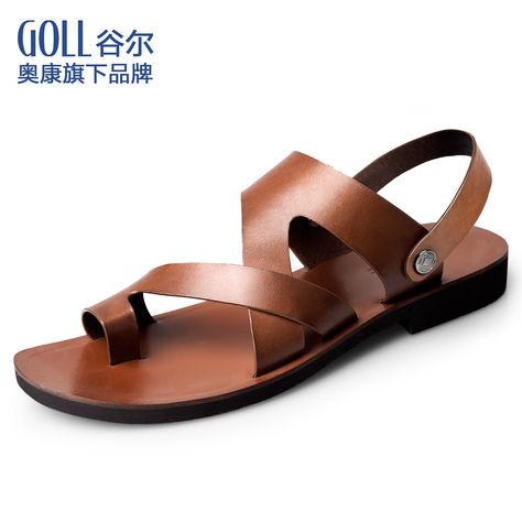 Men Leather Sandals Fashion, Male Sandals, Sandals Ideas, Coffee Summer, Mens Sandals Fashion, Roman Shoes, Leather Slippers For Men, Plaid Shoes, Toe Ring Sandals