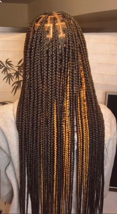 Large Knotless Box Braids Peak A Boo, Picaboo Braids, Brown Peekaboo Braids, Black People Hair, Peekaboo Braids, Hairstyles Aesthetic, Braided Hairstyles For Black Women Cornrows, Braids Ideas, Protective Hair