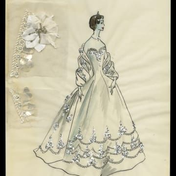 Christian Dior Evening Dress, "Fete a Neuilly," Worn by Elizabeth Parke Firestone, 1955 - The Henry Ford Dior Evening Dress, Dior Sketches, Couture Dior, Fashion Design Drawing, Dior Collection, Dior Dress, Christian Dior Haute Couture, Fashion Illustration Sketches Dresses, Christian Dior Fashion