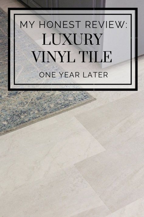 An honest review of my LVT floors after one full year. Luxury Vinyl Over Ceramic Tile, Small Bathroom Floor Tiles Ideas, Diy Tile Flooring, Lvp Kitchen Flooring, Bathroom Floor Inspiration, Bathroom Flooring Ideas Vinyl, Luxury Vinyl Flooring Kitchens, Luxury Vinyl Tile Kitchen, Vinyl Tile Flooring Kitchen