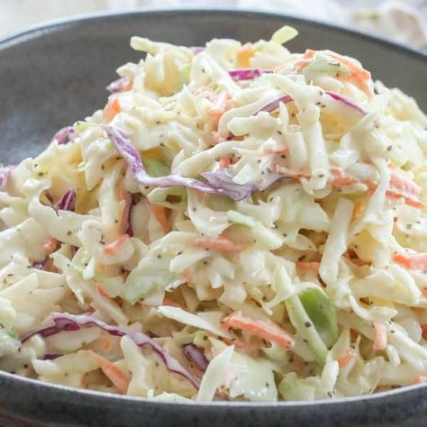 Classic Memphis-Style Coleslaw - Barefeet in the Kitchen Memphis Coleslaw Recipe, Sides For Lobster, Southern Style Coleslaw, Classic Coleslaw Recipe, Southern Coleslaw, Best Coleslaw Recipe, Slow Cooker Baked Beans, Easy Coleslaw, Coleslaw Recipe Easy