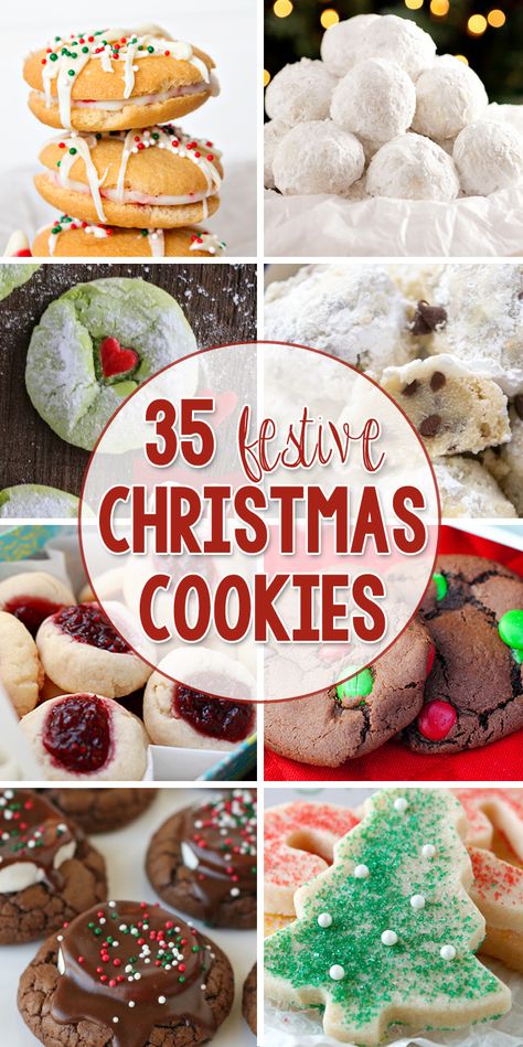 35 Festive Christmas Cookies - Perfect for neighbor gifts or even for Christmas Cookie Exchange Parties! Holiday Cookie Exchange Recipes, Festive Christmas Cookies, Christmas Cookie Exchange Recipes, Cookie Exchange Recipes, Christmas Cookie Recipes, Holiday Cookie Exchange, Christmas Cookie Exchange, Best Christmas Cookies, Oreo Dessert