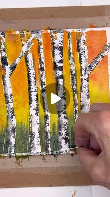 Paint Birch Trees, Birch Trees Painting, Scrape Painting, Text Dividers, Birch Tree Art, Birch Tree Painting, Happy Painting, Watercolor Beginner, Alcohol Ink Crafts