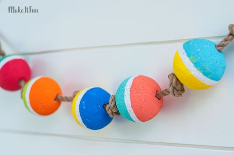 With summer coming to an end, we’re hanging on with this fun nautical buoy garland.  This craft has been on my to-do list for a long time.  I have done many nautical themed crafts over the years using foam but this one just topped the list as my favorite. Wouldn’t this same idea be fun […] Nautical Craft, Buoys Art, Buoy Decor, Nautical Outdoor Decor, Nautical Diy, Nautical Themed Party, Nautical Crafts, Nautical Bathrooms, Nautical Home