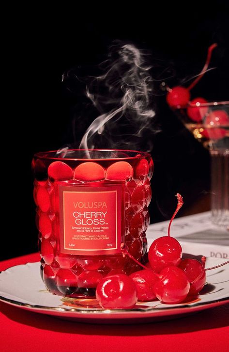 Cherry Candle, Power Of Seduction, Scented Candles Aesthetic, Voluspa Candles, Classic Candles, Coconut Wax Candles, Romantic Candles, Food Candles, Candle Store