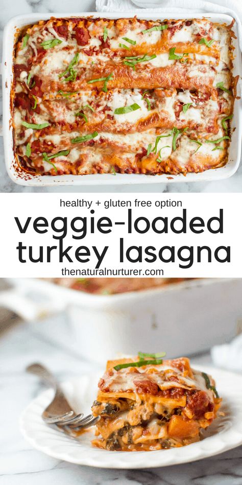 This veggie-loaded turkey lasagna is delicious, lighter on the cheese, and loaded with all kinds of vegetables.  The perfect healthy dinner to feed your family! #veggieloaded #healthyfamilydinner #healthylasagna #vegetablelasagna Healthy Vegetable Lasagna, Ground Turkey Lasagna, Veggie Lasagna Recipe, Healthy Lasagna Recipes, Healthy Lasagna, Easy Ground Beef Recipes, Turkey Lasagna, Brain Healthy Foods, Beef Recipes For Dinner Easy